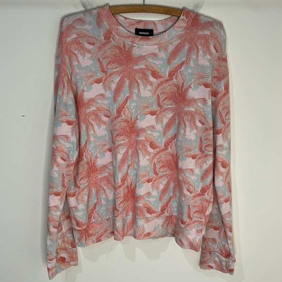 MONROW Tropical Palm Print Sweatshirt Size Small - Picture 16 of 16